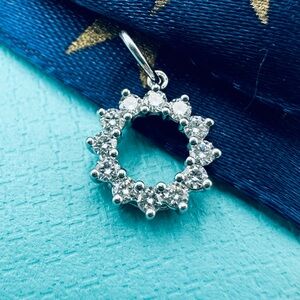 RARE Tiffany & Co. .23 TCW Diamond Open Circle Charm in Platinum with Packaging